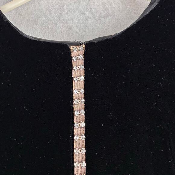 Vintage Nat Kaplan New York Black Velvet Shift Dress Metallic Trim Union Made 14 - Picture 11 of 16